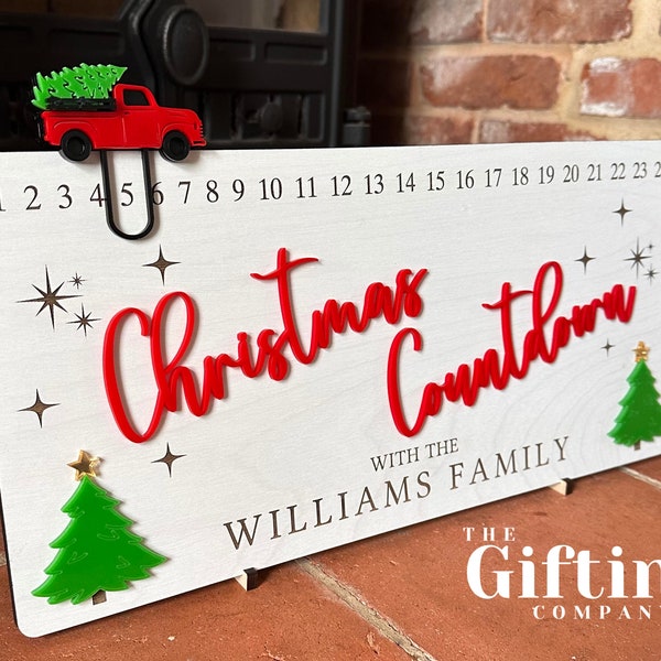 Personalised Wooden Christmas Countdown Plaque - Festive Advent Calendar For Families and Kids - Great for Children and Christmas Décor