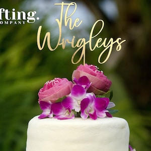 Customised Wedding Cake Topper Personalised Surname, Anniversary Cake Toppers, Custom Cake Topper, Wooden and Acrylic image 2