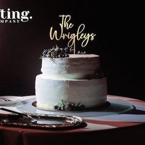 Customised Wedding Cake Topper Personalised Surname, Anniversary Cake Toppers, Custom Cake Topper, Wooden and Acrylic image 6