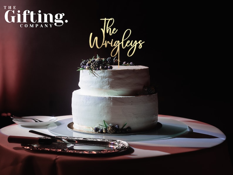 Customised Wedding Cake Topper Personalised Surname, Anniversary Cake Toppers, Custom Cake Topper, Wooden and Acrylic image 6