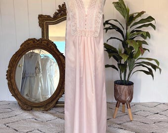 Vintage Dior Pink Nightgown - Vintage Satin Slip Gown - Size Small