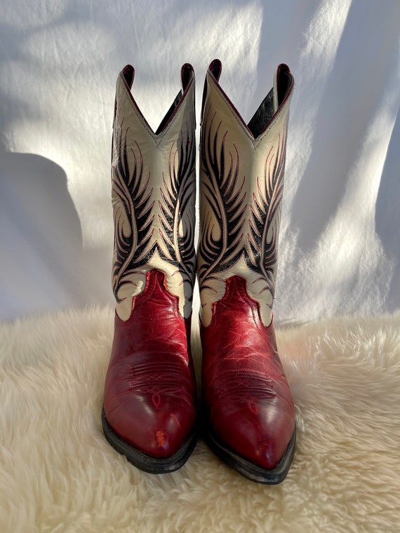 Vintage Code West Red, Cream, and Black Boots - S… - image 3