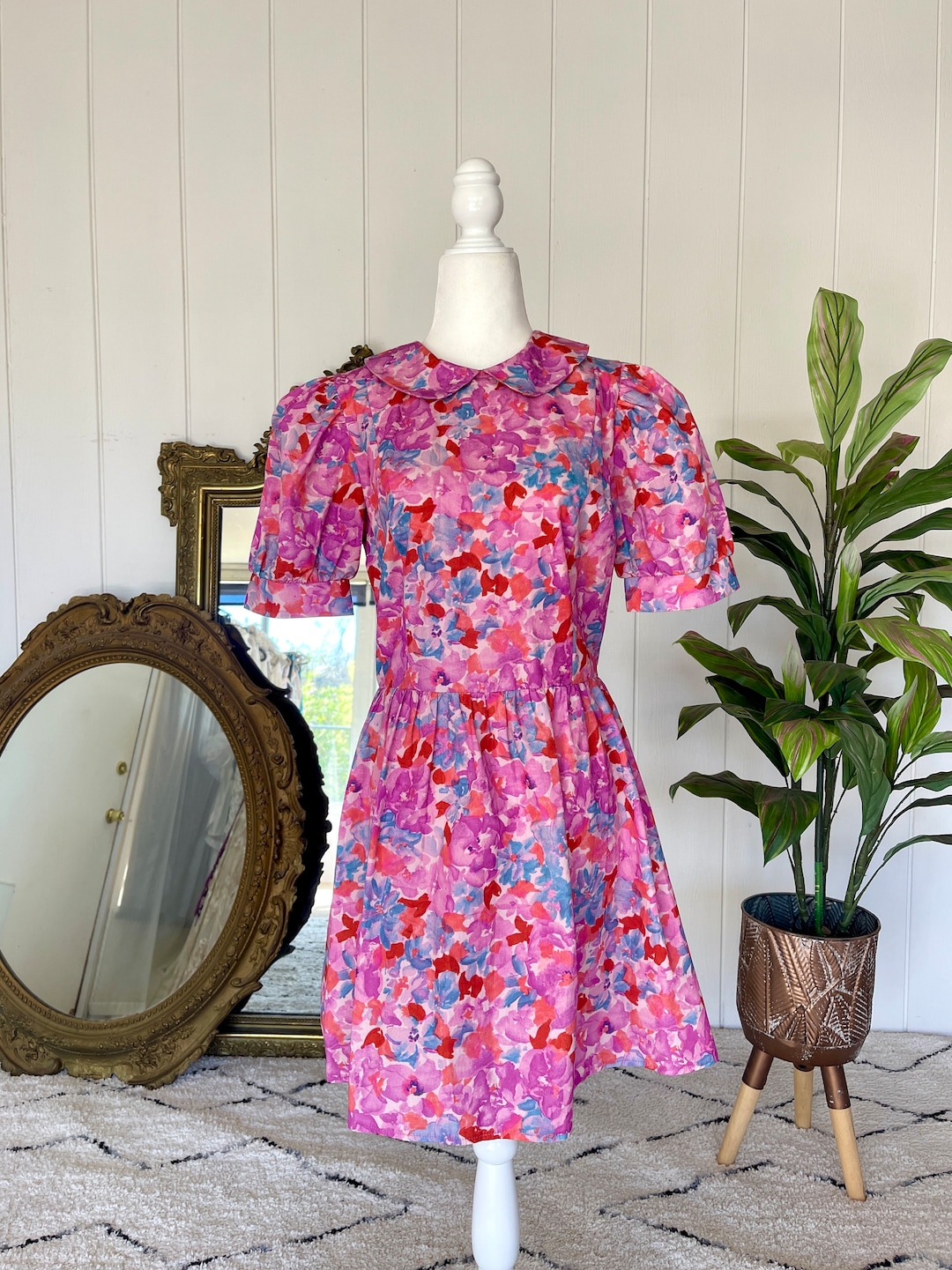 Pink Floral Retro Dress