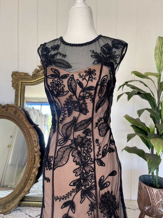 Vintage Sue Wong Beaded Mesh Gown - Y2K Sequin Dress, Size 0 Vintage Sue Wong Beaded Mesh Gown - Y2K Sequin Dress, Size 0