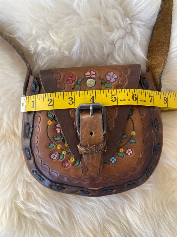 Vintage 70s Tooled Leather Bohemian Purse - Vinta… - image 8