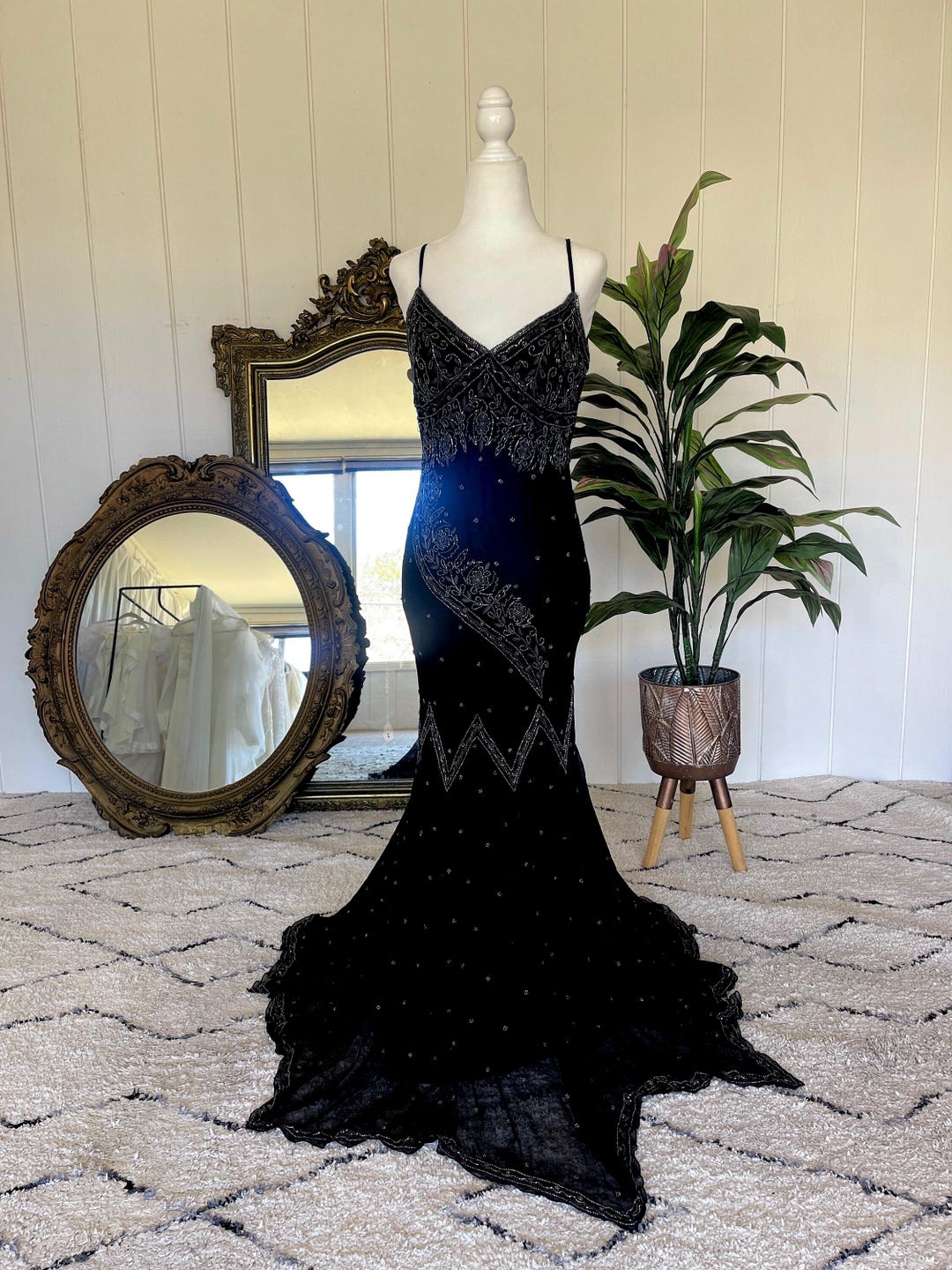 Vintage 90s Y2K Silk Beaded Gown - Vintage Embellished Sequin Dress - Size  6 - Etsy