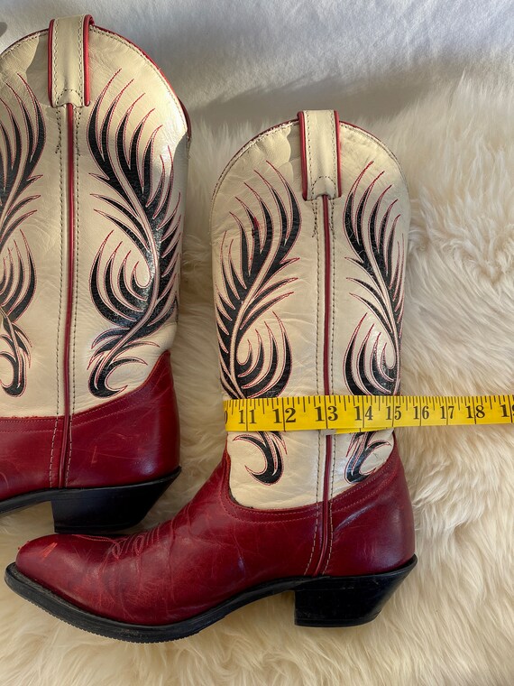 Vintage Code West Red, Cream, and Black Boots - S… - image 9