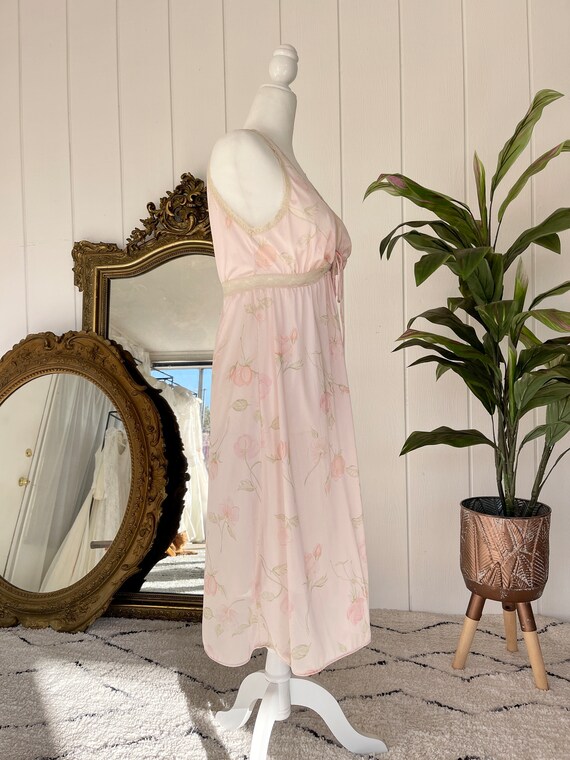 Vintage Sheer Floral Pink Slip Dress - Miss Elain… - image 5