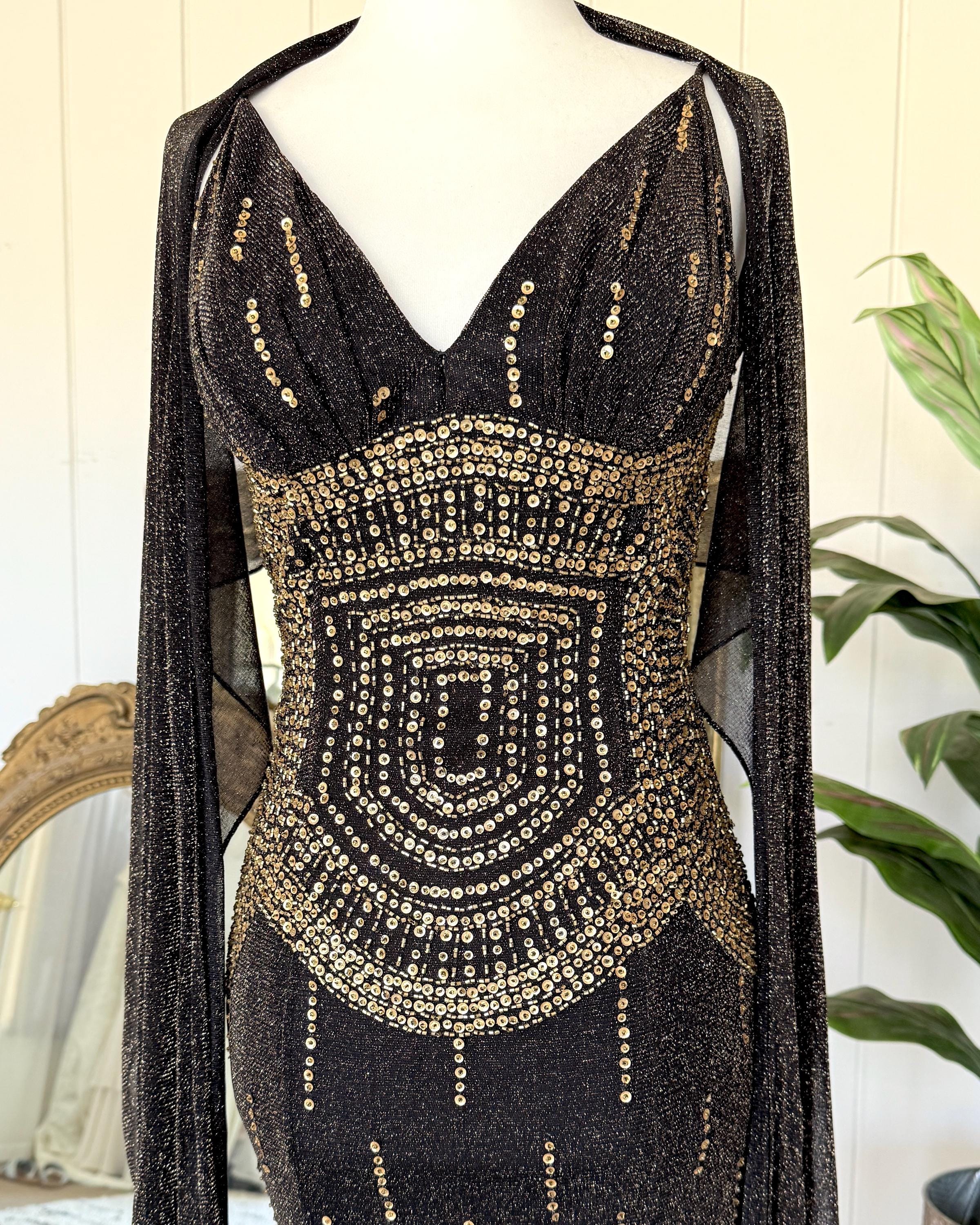 oh polly white beaded dress Cache Vintage 1990s Black Crochet Rainbow Beaded Fringe Dress – Amarcord  Vintage Fashion main image 1