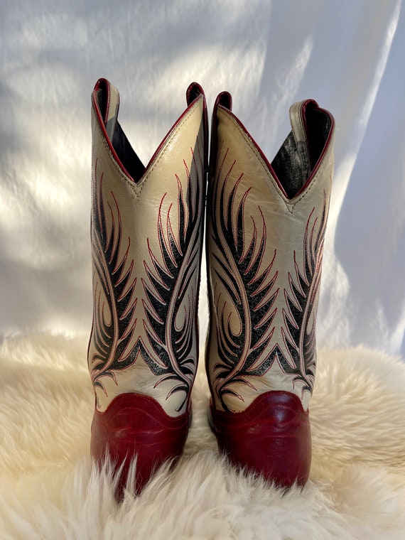 Vintage Code West Red, Cream, and Black Boots - S… - image 5