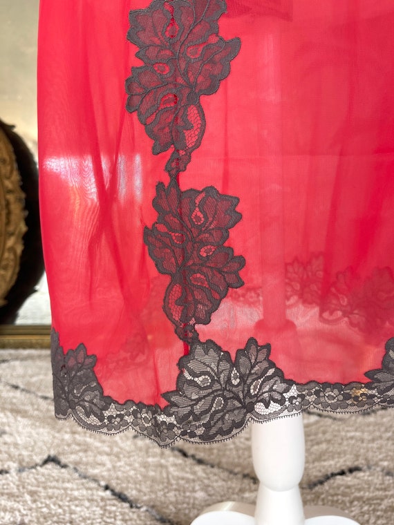 Sheer Red Vintage Slip Dress - image 7