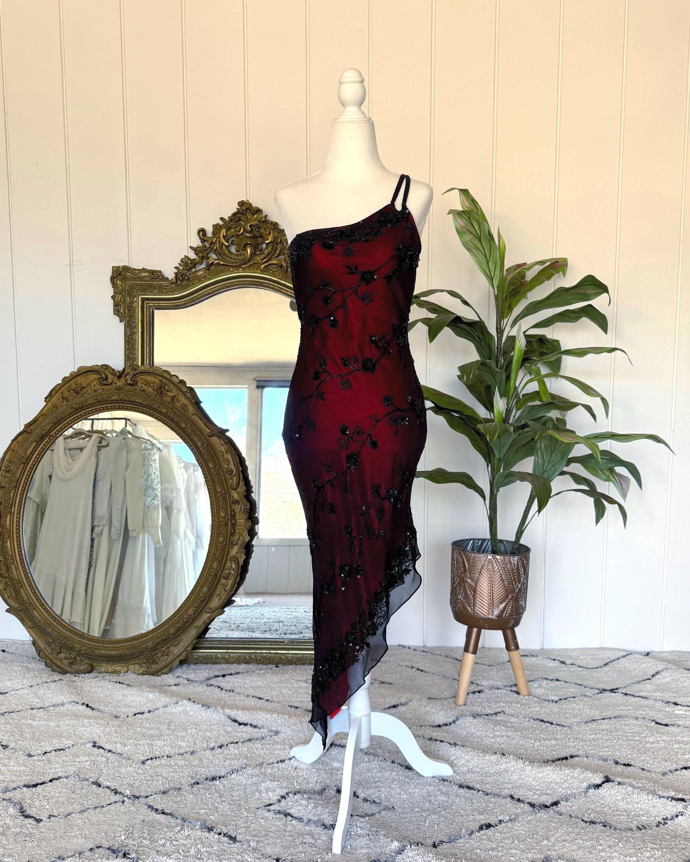 Vintage 90s Y2K Cache Embellished Silk Gown - Vintage Beaded
