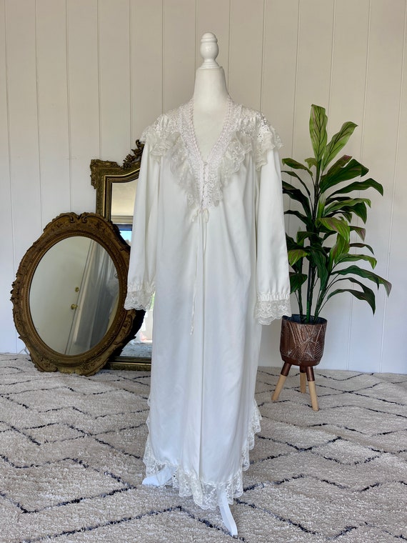Vintage Christian Dior Lace Trim Robe - Bridal Gif