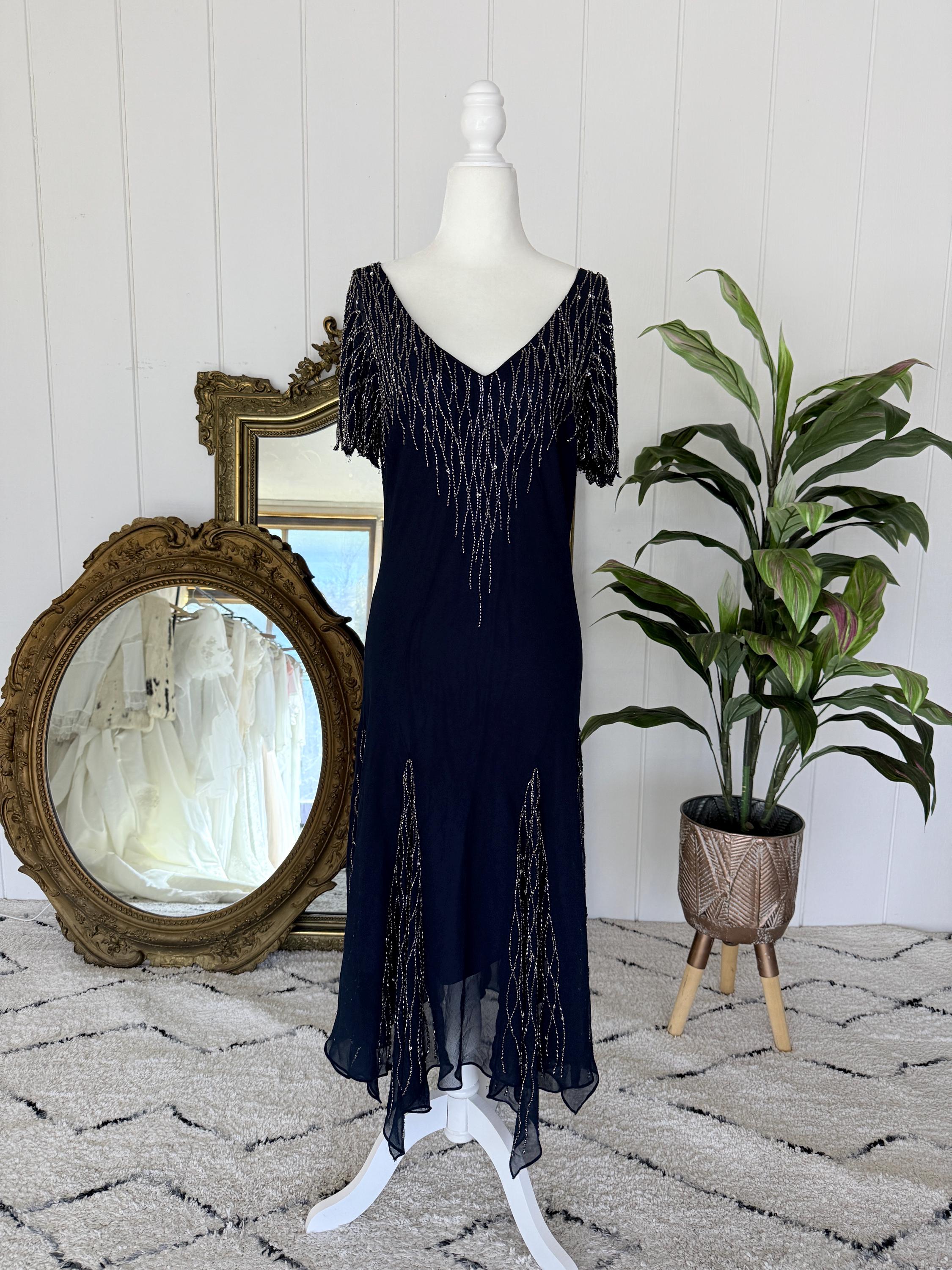 beaded handkerchief dress 1920's Beaded Handkerchief Gatsby Hip Petal Dress - The Nouvelle