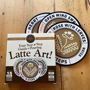 Latte Art Flash Cards Starterpack: 15 Latte Art Designs in Mug Topper Flashcard Form with Access to Step by Step Video Instructions