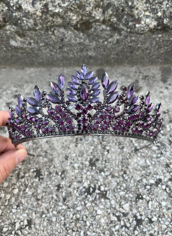 Regal Purple Crystal Tiara Headpiece for Women Purple Tiara, Lavender Crown, Victorian Tiara, Crystal Crown  main image 3