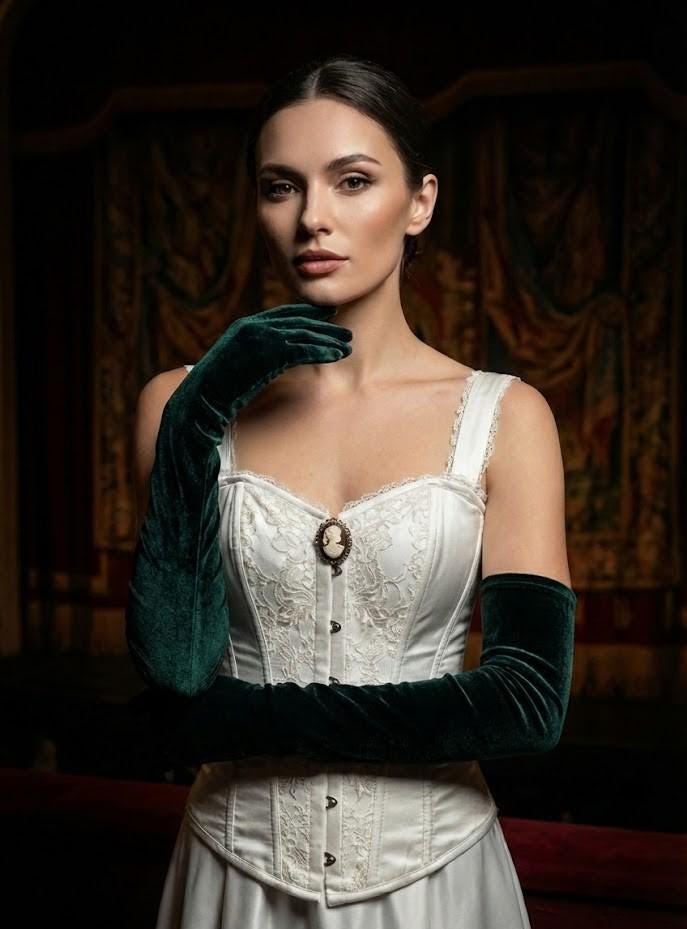 Long Emerald Green Velvet Gloves - Etsy