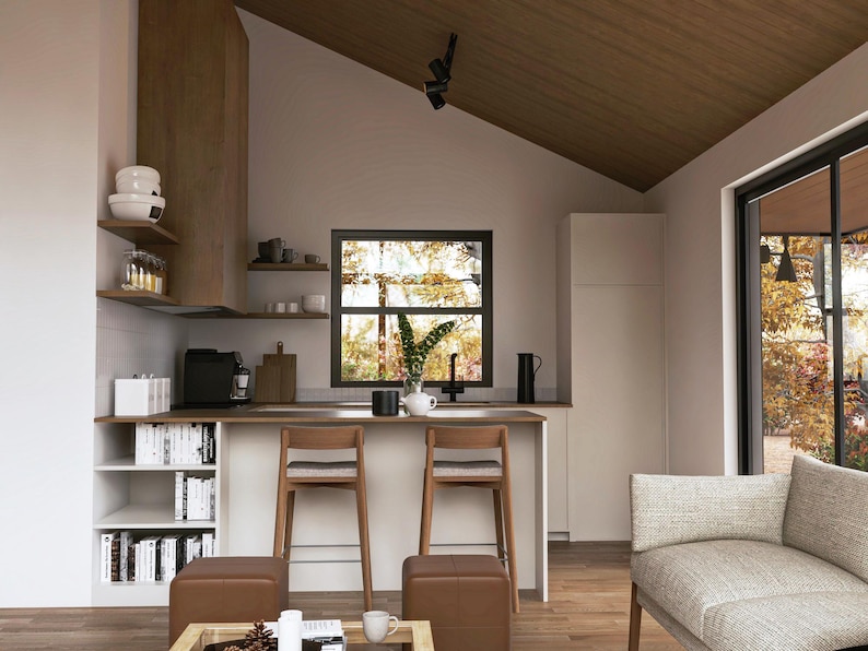 Modern Cabin House Plan | Contemporary Small Home Design | Digital ...