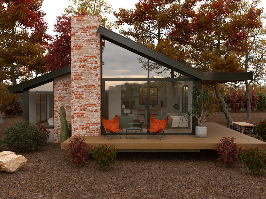 Modern Cabin House Plan | Contemporary Small Home Design | Digital ...