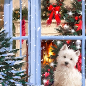 35&quot; x 43&quot; David Textiles Dog At Window Holiday Panel