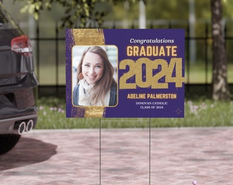 Gepersonaliseerde afstudeerwerfbord, fotodisplay Class of 2024, op maat gemaakt decor voor afgestudeerden