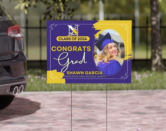 Personalized Class of 2024 Graduation Yard Sign, Custom Congrats Grad Banner
