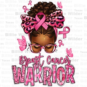 Afro messy bun breast cancer warrior png sublimation design download, breast cancer png, Messy bun png, sublimate design download