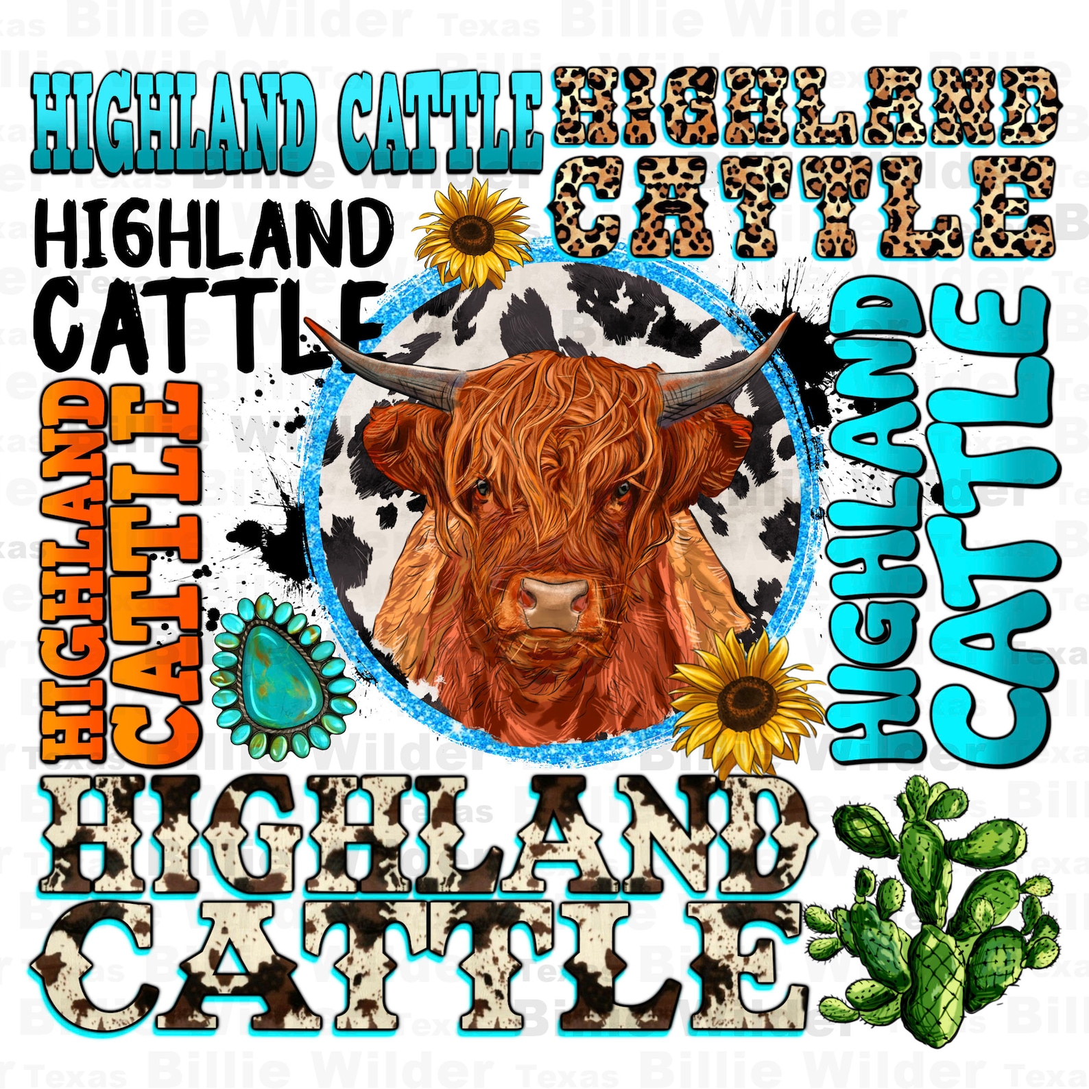 Highland Cattle Png Sublimation Design Doownload, Hand Drawn Cow Png ...