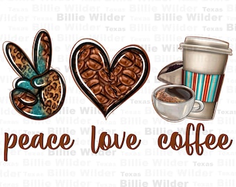 Download del design di sublimazione del png del caffè dell'amore della pace, png dell'amore del caffè, png dell'ora del caffè, png dell'amore della pace, download dei disegni sublimati