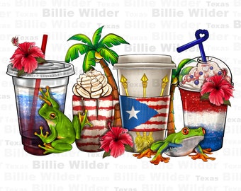 Puerto Rico coffee cups png sublimation design download, Puerto Rico png, Puerto Rico flag png, coffee love png, sublimate designs download