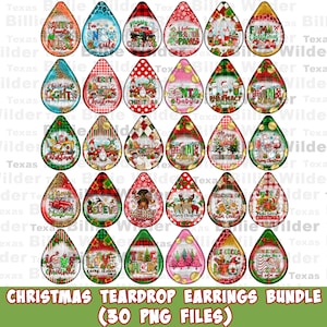 Christmas teardrop earrings png sublimation design bundle, teardop earrings bundle png, Merry Christmas png, sublimate designs download