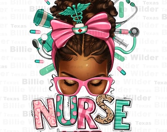 Pão bagunçado afro Nurse Life png download de design de sublimação, Nurse Life png, Pão bagunçado png, Pão bagunçado de enfermeira png, download de designs sublimados