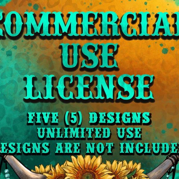 Commercial Use License for Small Businesses and Physical Products, Multiple (5) Design, Unlimited Use, Commercial Use License