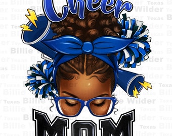 Cheer mom afro messy bun png sublimation design download, school spirit png, team color png, sport mom png, sublimate designs download