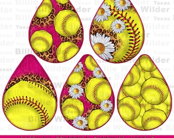 Softball teardrop earrings png sublimation design bundle, sport teardop earrings png, Softball game png, sublimate designs download