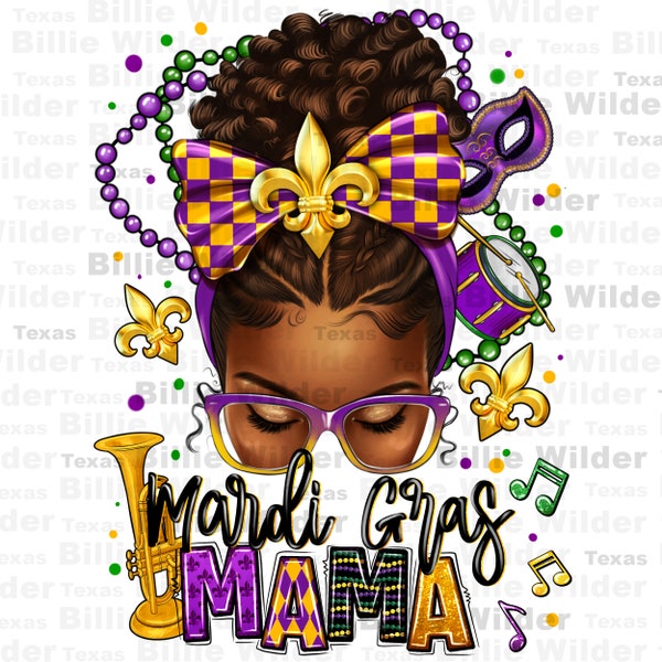 Mardi Gras Mama afro messy bun png, Mardi Gras png, afro messy bun png, messy bun mama png, Happy Mardi Gras png, sublimate designs download
