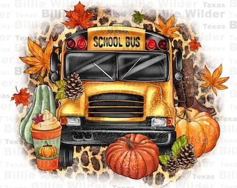 Fall school bus png sublimation design download, back to school png, school bus driver png, Fall png, sublimate designs download