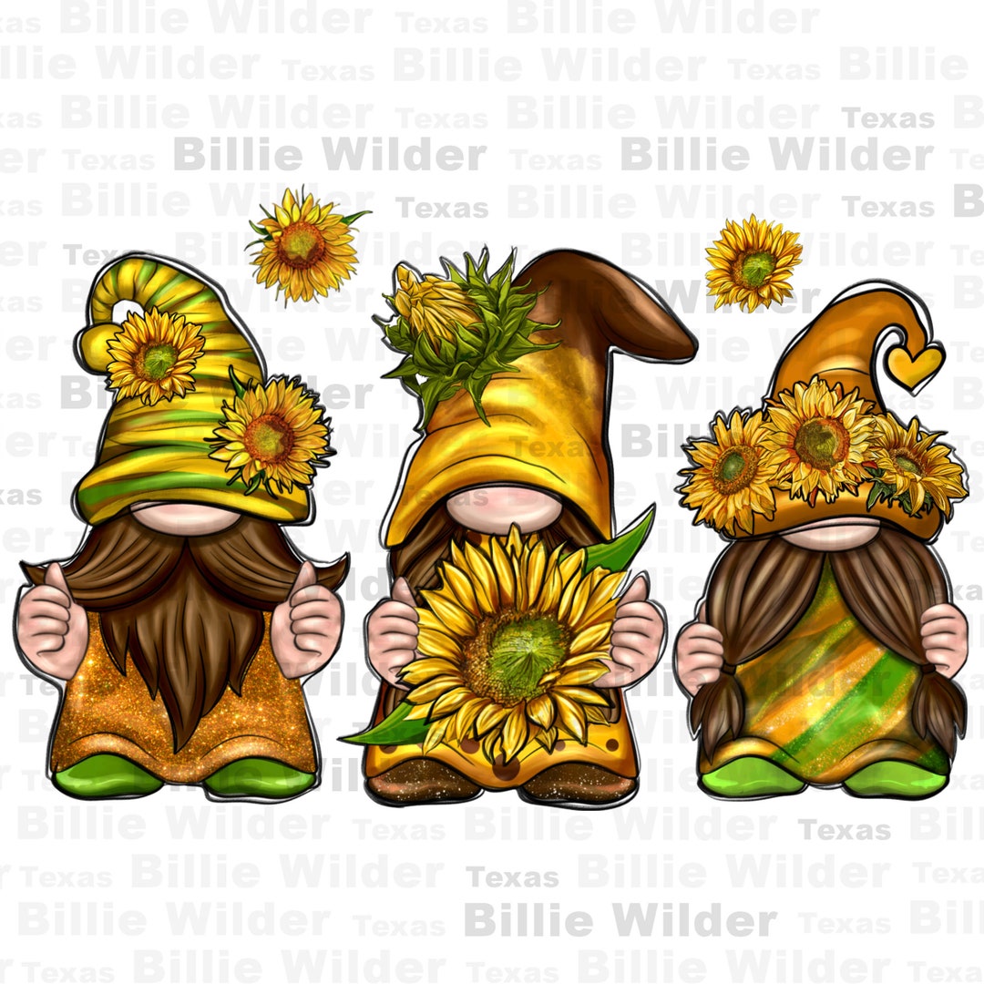 Sunflower Gnomes Png Sublimation Design Download, Cute Gnomes Png, Hand ...