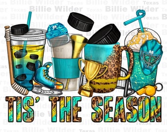 Tis' the season Ice Hockey coffee cups png sublimation design download, Ice Hockey png, sport png, game day png, sublimate designs download