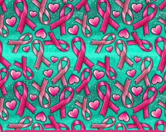 Breast Cancer ribbon seamless pattern digital paper, heart digital seamless pattern png, seamless pattern png, printable scrapbook paper