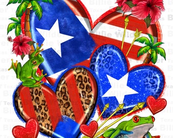 Puerto Rico hearts png sublimation design download, Puerto Rico png, Puerto Rico flag png, western hearts png, sublimate designs download