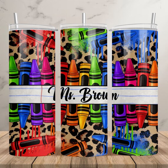 Personalized crayons 20 oz skinny tumbler png, school tumbler wrap png, crayons 20 oz tumbler designs, custom name tumbler png download