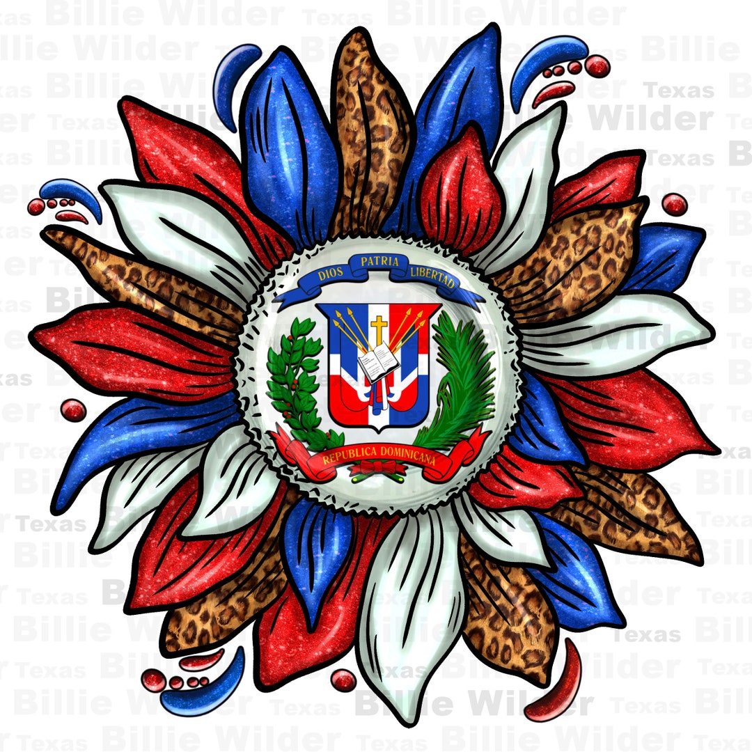 Dominican Sunflower Png Sublimation Design Download, Dominican Flag Png