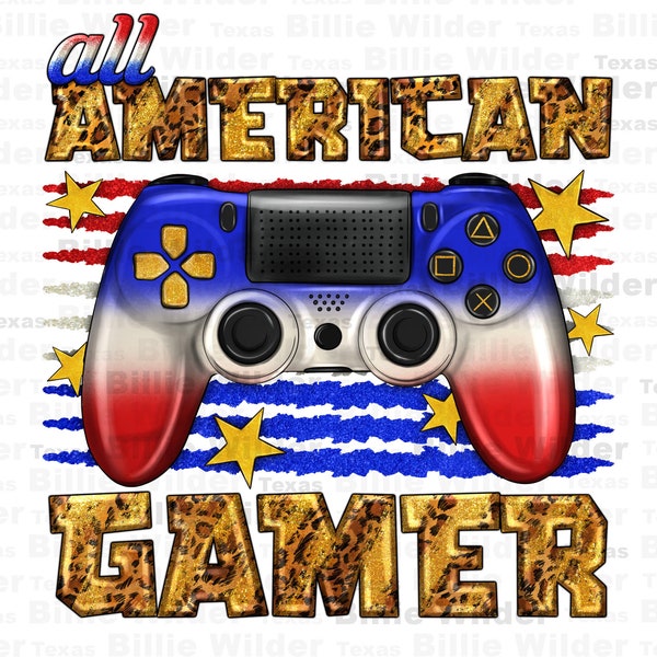 All American gamer png sublimation design download, 4th of July png, Independence Day png, USA flag png, sublimate designs download