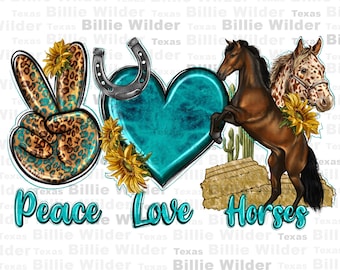 Paz amor caballos png diseño de sublimación descargar, caballo dibujado a mano png, caballos png, paz amor png, sublimar diseños descargar