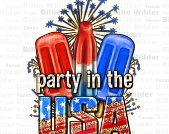 Party in the USA popsicles png sublimation design download, 4th of July png, Independence Day png, USA flag png, sublimate designs download