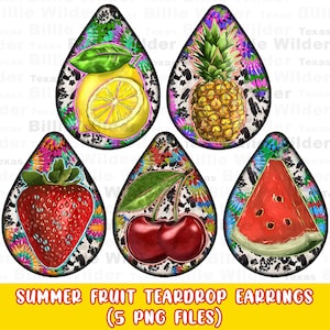 Summer fruits teardrop earrings bundle png, hello summer png, teardrop earrings png, summer fruits png, sublimate designs download