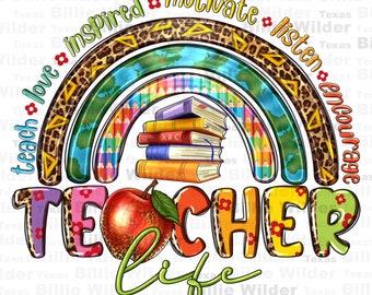 Teacher life png sublimation design download, Teacher's Day png, back to school png, western Teacher png, sublimate designs download