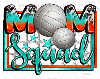Mom squad with Volleyball png sublimation design download, Volleyball game png, Volleyball life png, sport png, game day png, download