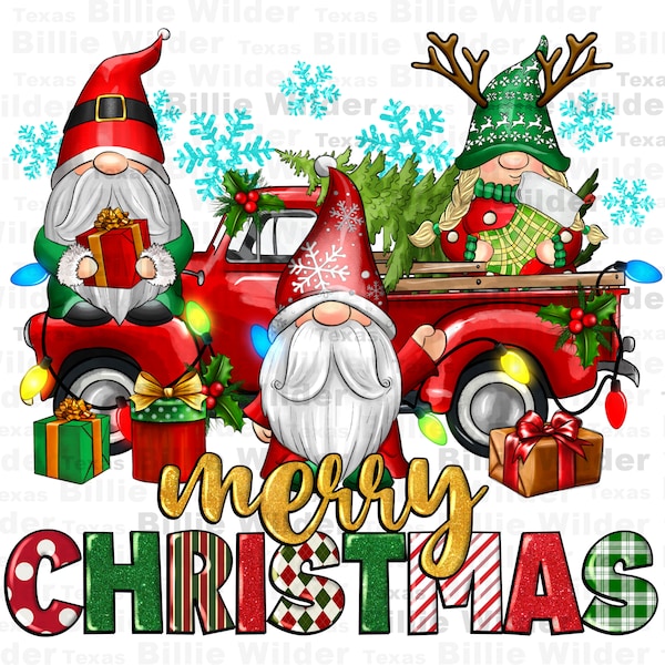 Merry Christmas gnome truck png sublimation design download, Merry Christmas png, Happy New Year png, sublimate designs download